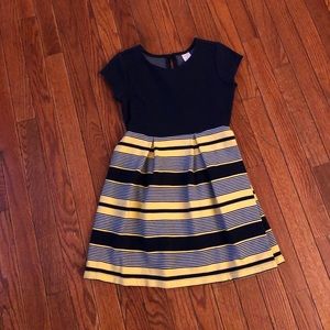 Gymboree Girls Blue Dress Yellow White Stripes 8